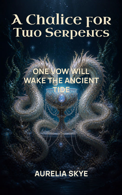 Romantasy · Ivory serpents book cover template preview with editable typography over creature artwork