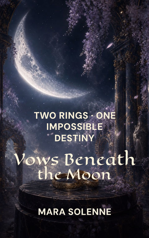 Romantasy · Moonlit vow book cover template preview with editable typography over object artwork