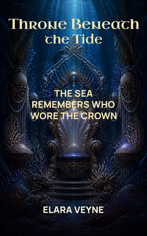 Romantasy · Throne beneath the tide book cover template preview with editable typography over object artwork