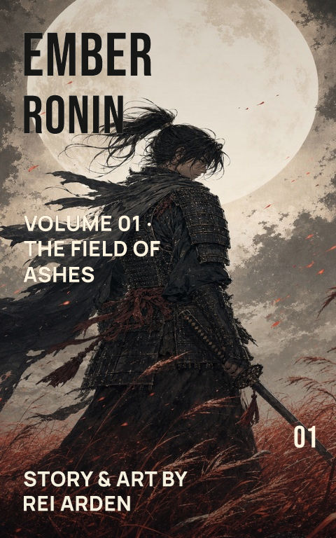 Fantasy manga · Ember samurai book cover template preview with editable typography over people artwork