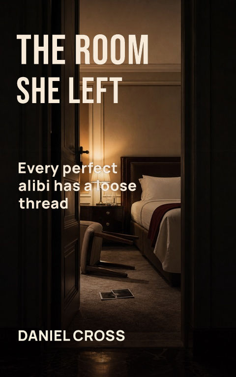 Psychological thriller · Redacted room book cover template preview with editable typography over place artwork