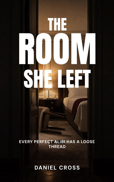 Psychological thriller · Redacted room book cover template preview with editable typography over place artwork