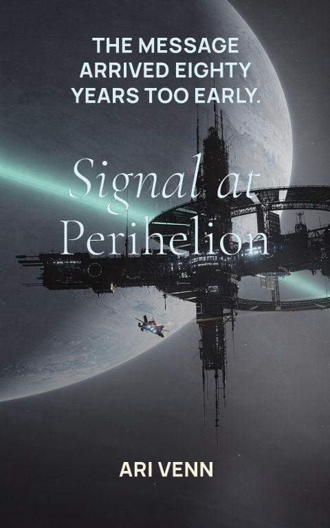 Science fiction · Cinematic centre book cover template preview with editable typography over place artwork