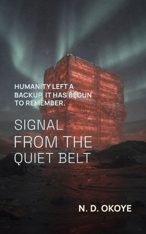 Science fiction · Structured grid book cover template preview with editable typography over place artwork