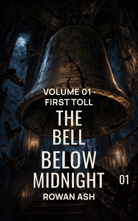 Horror comics · Bell tower book cover template preview with editable typography over object artwork
