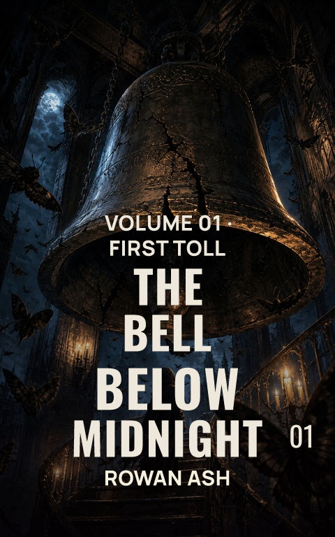 Horror comics · Bell tower book cover template preview with editable typography over object artwork