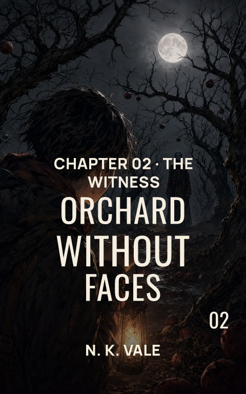 Horror comics · Orchard mask book cover template preview with editable typography over people artwork