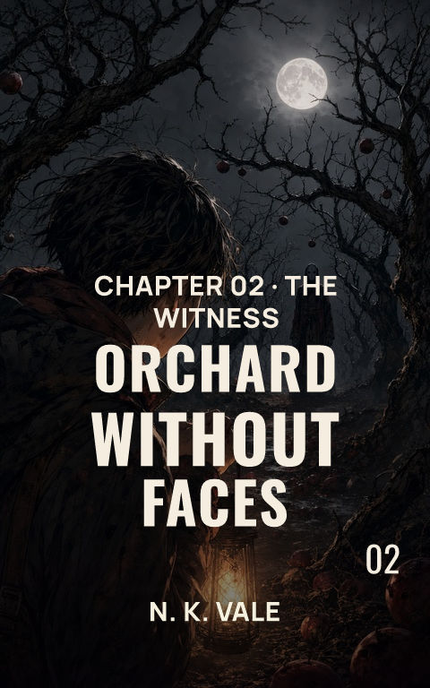 Horror comics · Orchard mask book cover template preview with editable typography over people artwork