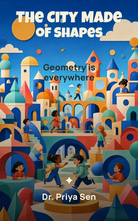 Educational · Geometry city book cover template preview with editable typography over place artwork
