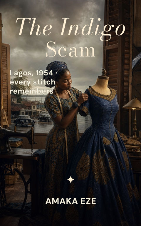 Historical fiction · Lagos atelier book cover template preview with editable typography over people artwork