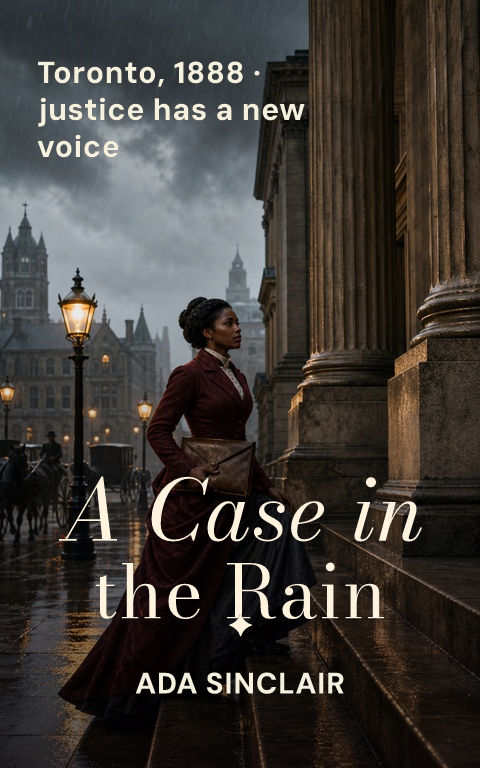 Historical fiction · Toronto courthouse book cover template preview with editable typography over people artwork