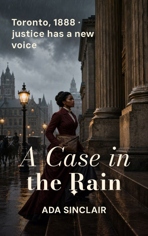 Historical fiction · Toronto courthouse book cover template preview with editable typography over people artwork