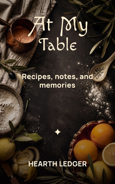 Logs & workbooks · Cooking ledger book cover template preview with editable typography over object artwork