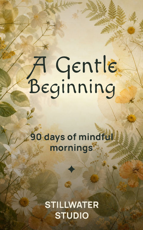 Guided journals · Morning botanica book cover template preview with editable typography over object artwork