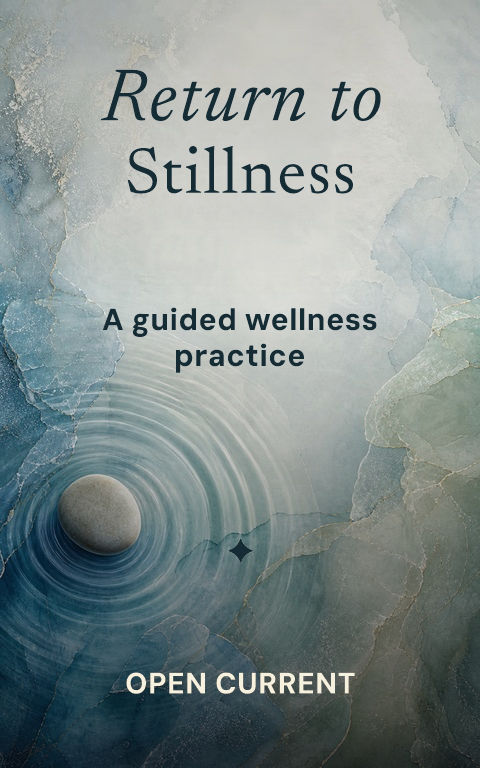 Guided journals · Wellness ripples book cover template preview with editable typography over symbolic artwork