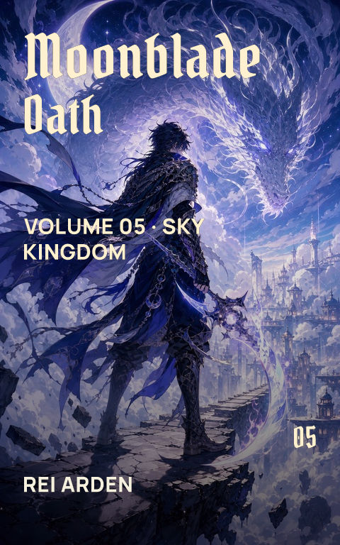 Fantasy manga · Moonblade book cover template preview with editable typography over people artwork