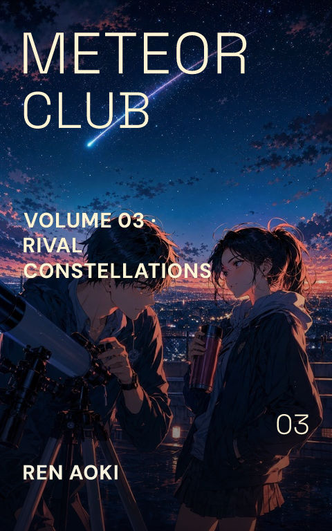 Romance manga · Stargazing rooftop book cover template preview with editable typography over people artwork