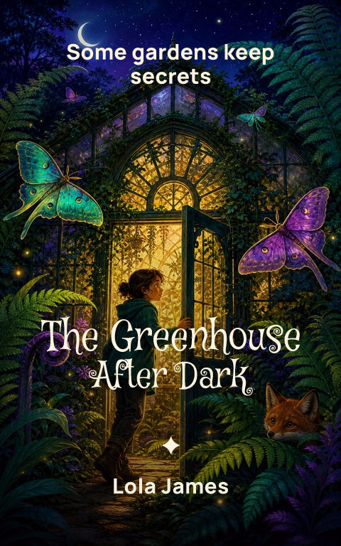 Middle grade · Secret greenhouse book cover template preview with editable typography over place artwork